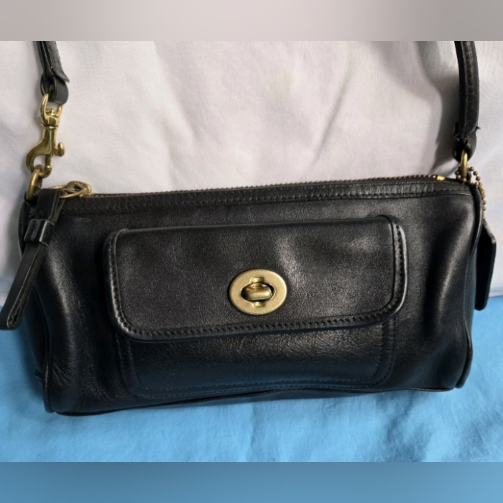 COACH  Black Leather Accessory Pouch Bag 9712 Vintage